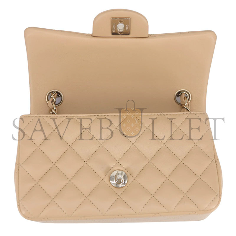 Ch**el master beige lambskin mini rectangular flap bag (20*12*6cm)